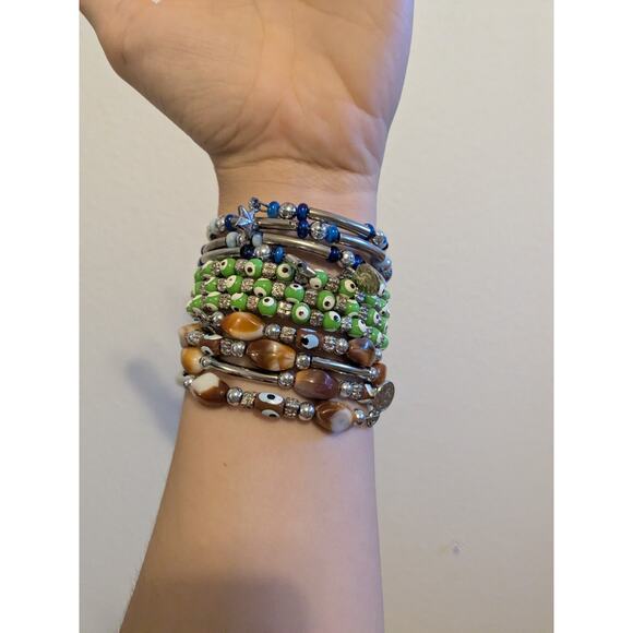 beaded Eye bracelet set of 3 - Picture 2 of 6